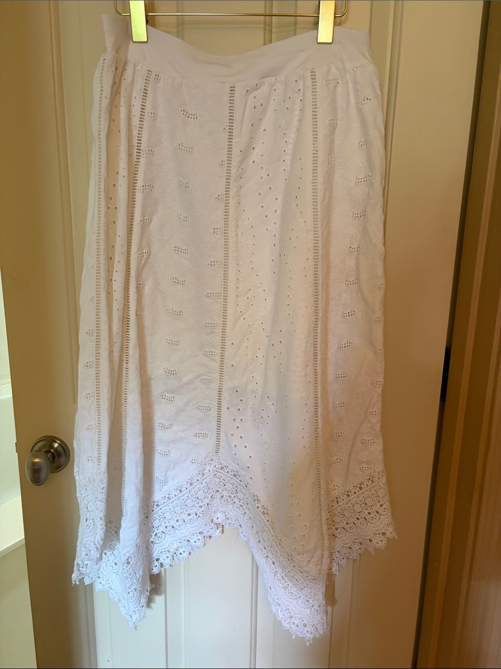 Chicos white eyelet/lace midi skirt